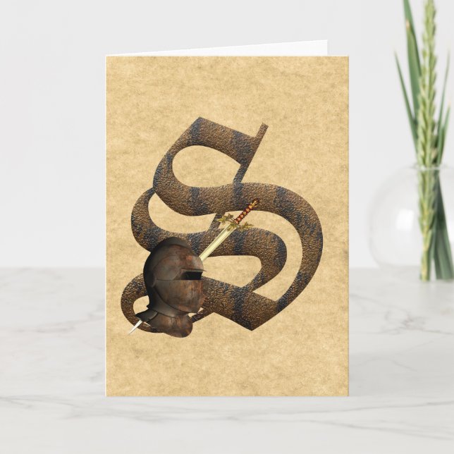 Rusty Knights Initial S Note Card (Front)