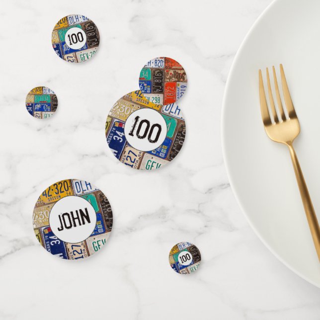 Rusty License Plate 100th Birthday Confetti (Group)