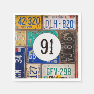 Rusty License Plate 91st Birthday Napkin