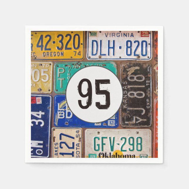 Rusty License Plate 95th Birthday Napkin (Front)