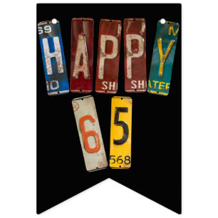 rusty license plate collection 65th birthday bunting 