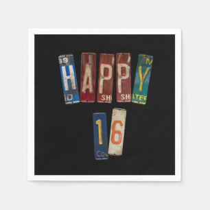 rusty license plates for 16th birthday napkin