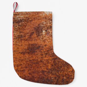 Rusty metal background small christmas stocking