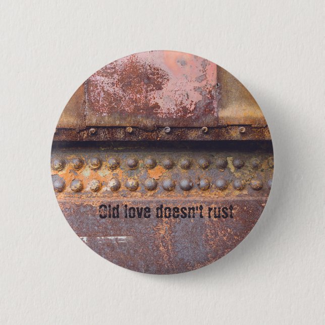 Rusty metal customisable 6 cm round badge (Front)