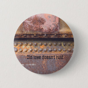 Rusty metal customisable 6 cm round badge
