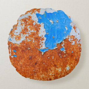 Rusty Metal: Grunge Textures Pattern Round Cushion