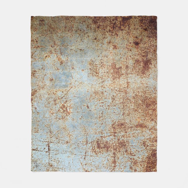 Rusty metal panel, textured background fleece blanket (Front)