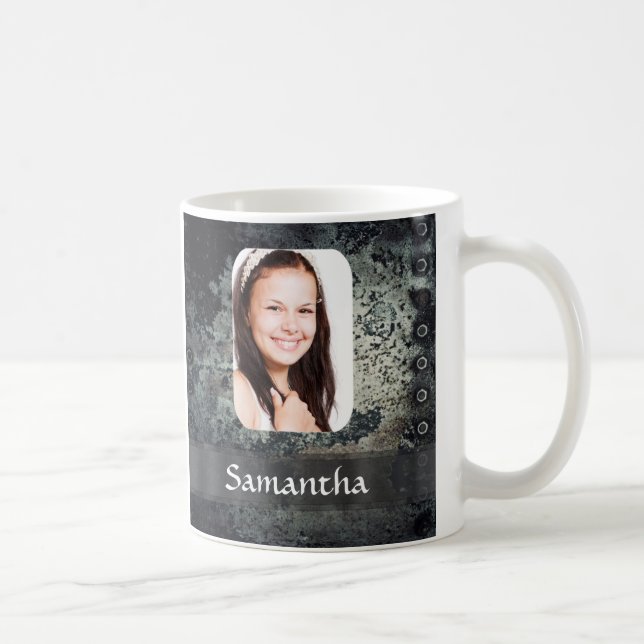 Rusty metal personalised photo template coffee mug (Right)