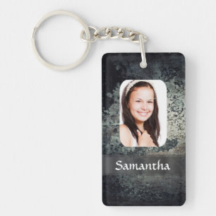 Rusty metal photo template key ring