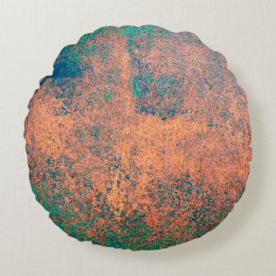 Rusty metal plate background texture. Steel plate Round Cushion