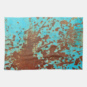 rusty metal plate blue grunge sheet rust tea towel
