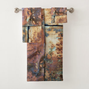 Rusty Metal Siding Old Industrial Building Detail Bath Towel Set