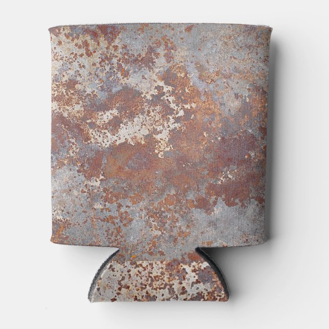 Rusty Metal Texture Background Can Cooler (Front)