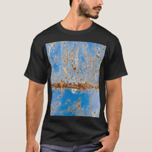 Rusty metal texture, blue scratchy decor. T-Shirt
