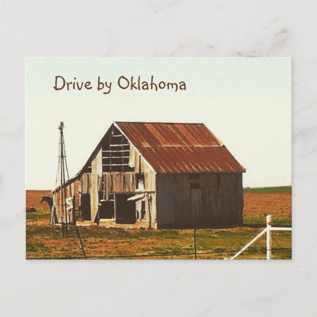 Rusty Old Barn in Oklahoma Postcard (Front)
