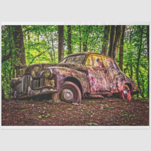 Rusty Old Car Vintage 20x30  Decoupage Tissue Paper (Front)
