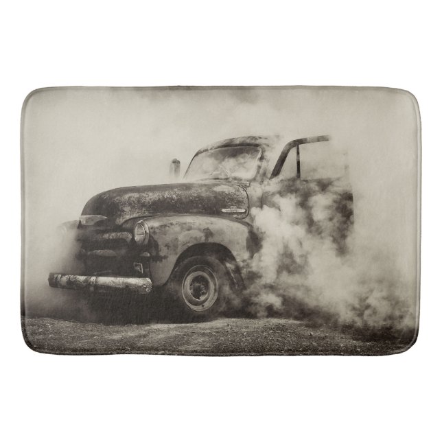 Rusty Old Truck Burnout Bath Mat (Front)