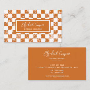 Rusty Orange Chequered  Business Card
