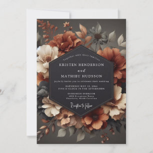 Rusty Orange Floral Harvest Wedding Invitation