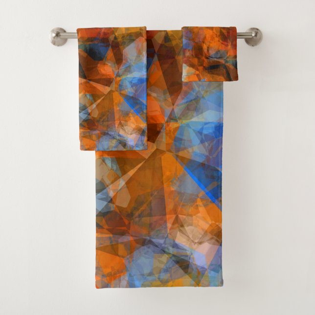 Rusty Orange Modern Abstract Design Bath Towel Set (Insitu)