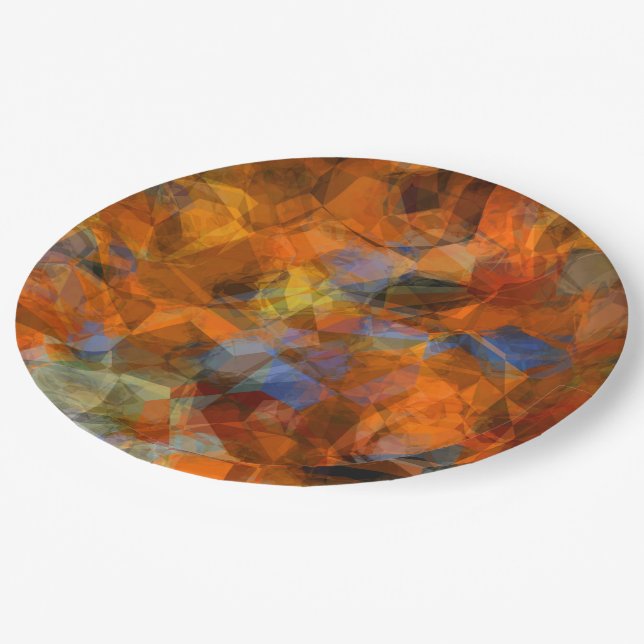 Rusty Orange Modern Abstract Design Paper Plate (Angled)