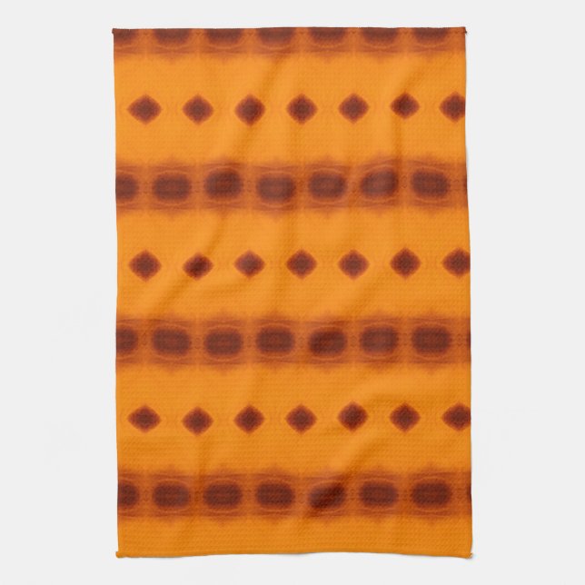 Rusty Orange Patterned Tea Towel (Vertical)