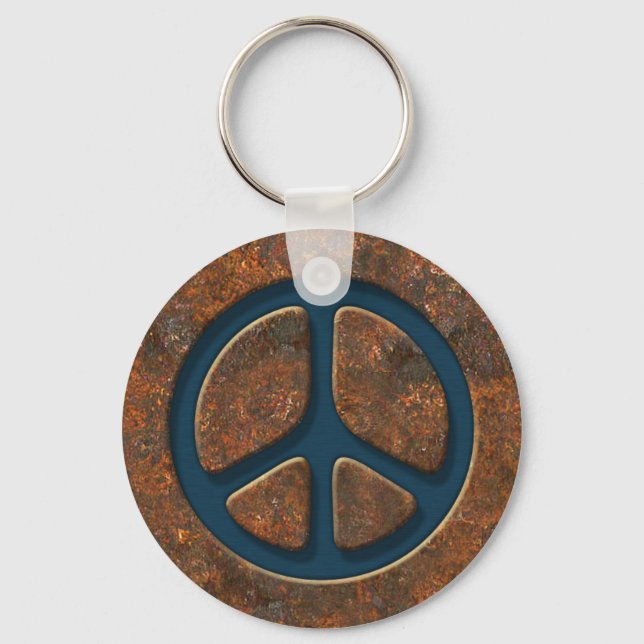 Rusty Peace Sign Key Ring (Front)