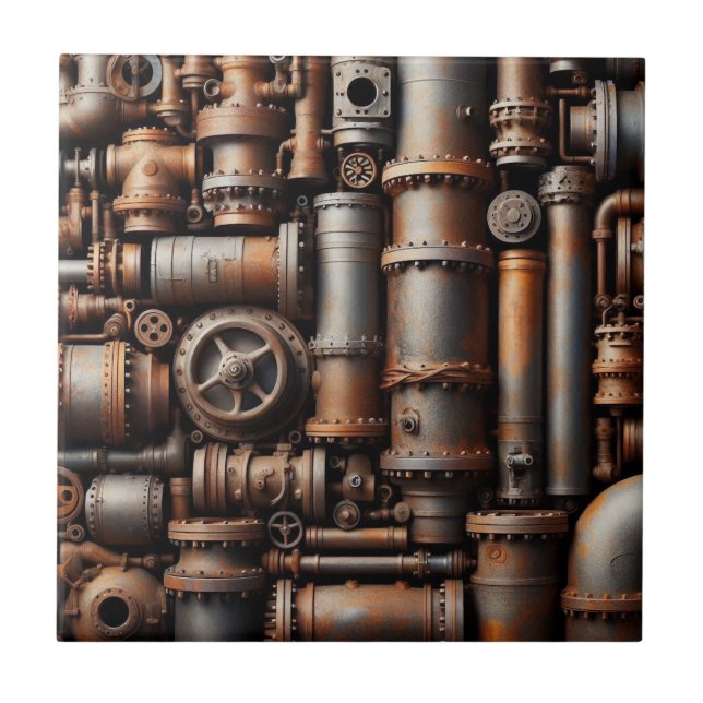 Rusty Pipes Ceramic Tile (Front)
