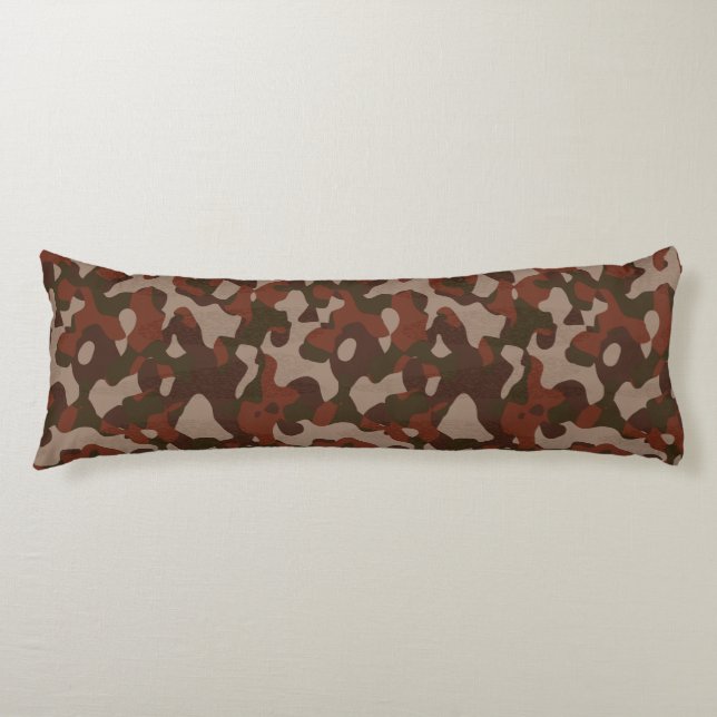 Rusty Red and Dark Olive Camo abstract Body Cushion (Front)
