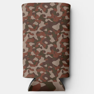Rusty Red and Dark Olive Camo abstract Seltzer Can Cooler