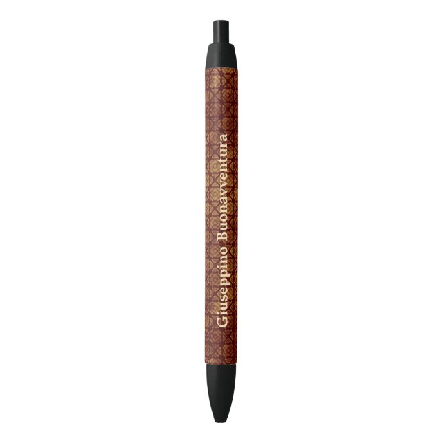 Rusty Red Squares and Diamonds Customisable Name Black Ink Pen (Front Vertical)