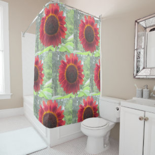 Rusty Red Sunflower Shower Curtain