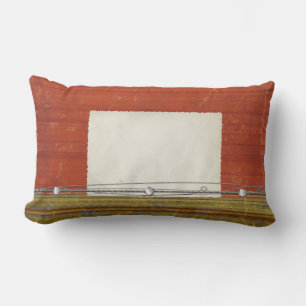 Rusty Red with Muted Stripes Lumbar Throw Pillow