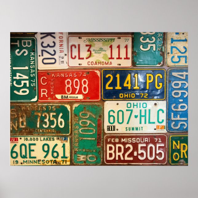 rusty retro license plate collection poster (Front)