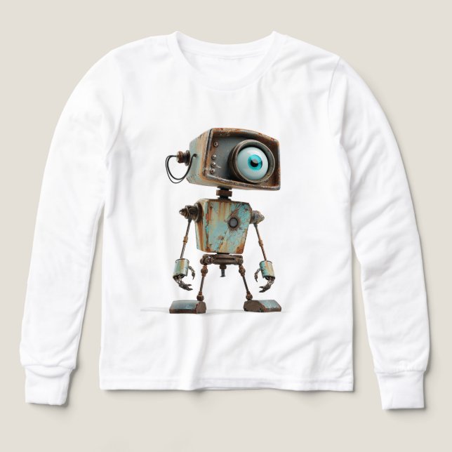 Rusty Retro Robot – Wide-Eyed Explorer (Design Front)