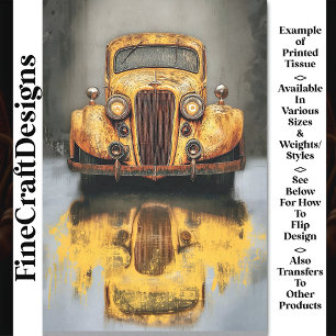 Rusty Retro Yellow Fictional Car AU7 Decoupage Tissue Paper