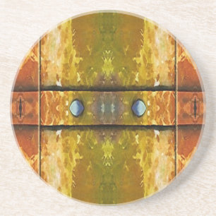 Rusty Rivets and Bars Abstract Coaster