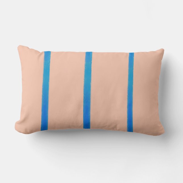 Rusty Rose & Blue Stripes Throw Pillow 13" x 21" (Front)