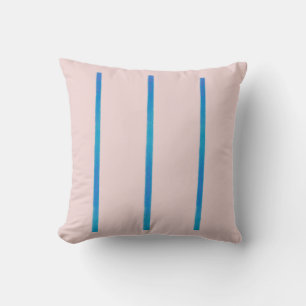 Rusty Rose & Blue Stripes Throw Pillow 16" x 16"