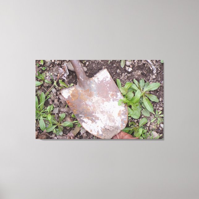 Rusty Shovel in the Weeds Canvas Print (Front)