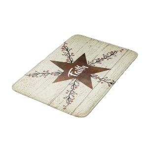 Rusty star and berries, Faith Bath Mat