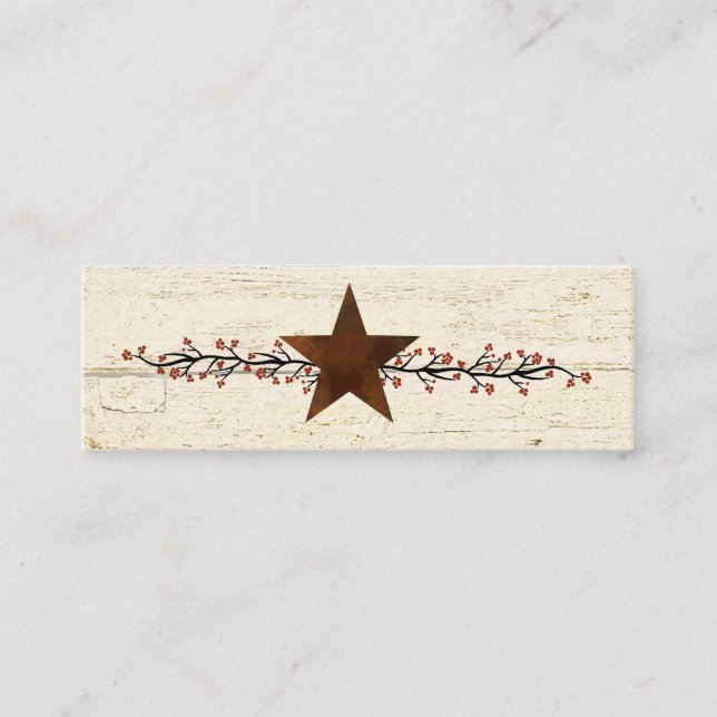 Rusty star and berries mini business card (Front)