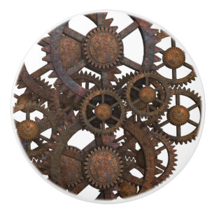 Rusty Steampunk Metal Gears Ceramic Knob