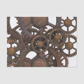 Rusty Steampunk Metal Gears Tissue Paper