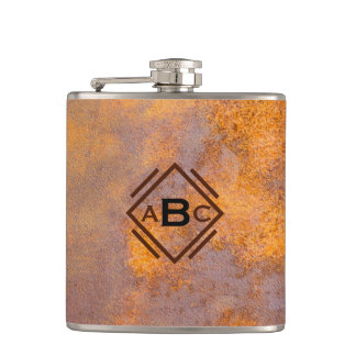 Rusty Steel Monogram Hip Flask