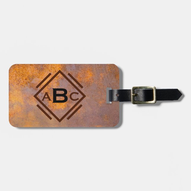 Rusty Steel Monogram Luggage Tag (Front Horizontal)