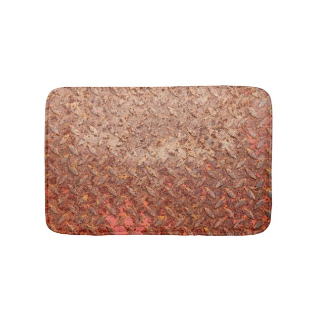 Rusty steel plate, grungy metal texture. bath mat (Front)