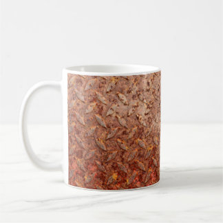 Rusty steel plate, grungy metal texture. coffee mug