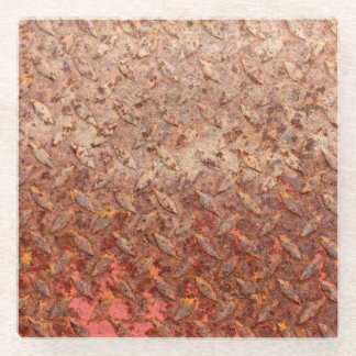 Rusty steel plate, grungy metal texture. glass coaster
