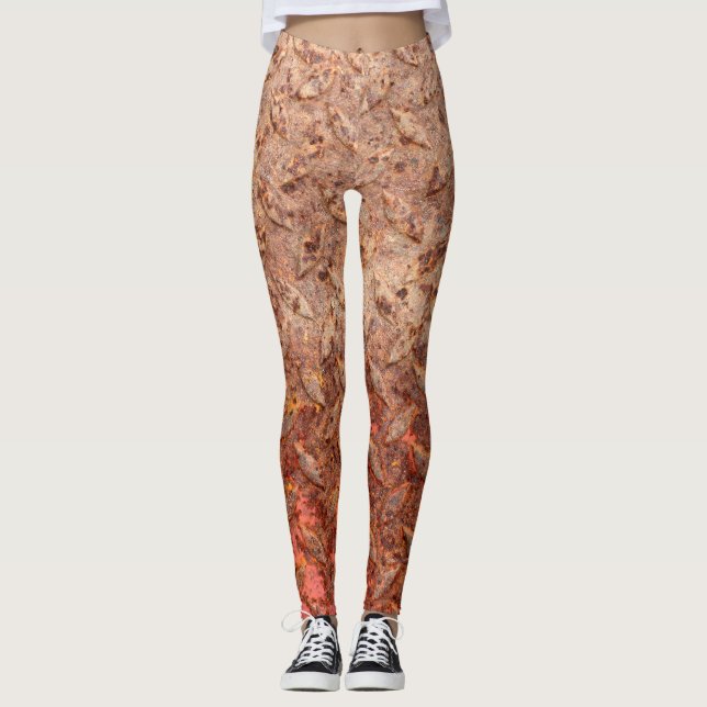 Rusty steel plate, grungy metal texture. leggings (Front)